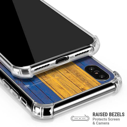 Barbados Flag Dark Wood iPhone X/XS Clear Case
